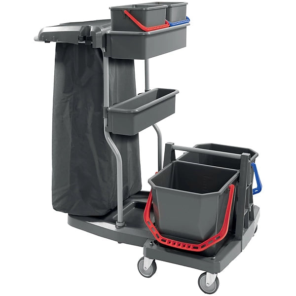 Chariot de ménage 4 seaux sans presse avec support de sac